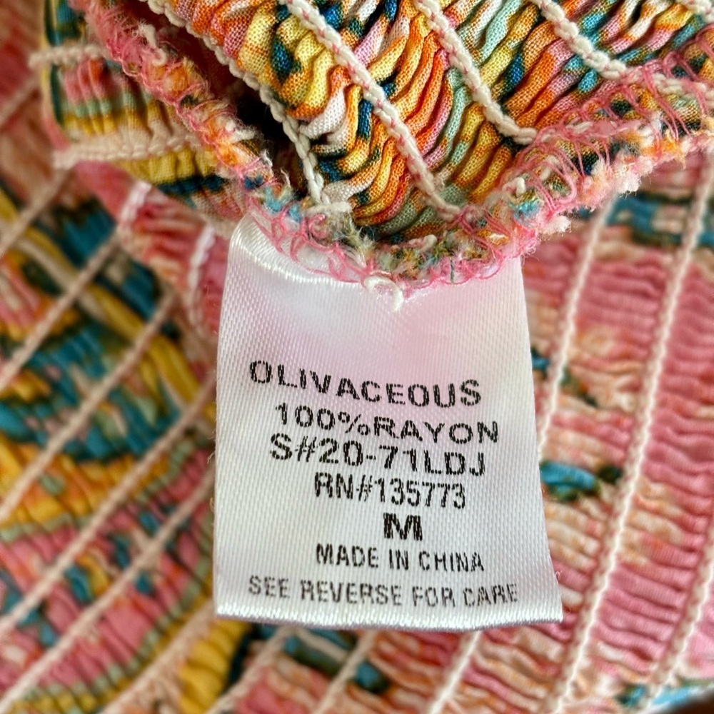 Olivaceous Multicolor Smocked Mini Dress | Size M - Picture 10 of 11